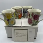 Lenox Flower Blossom Mugs Rose Iris Day Lilly Daffodil Set 4 Vintage 1995