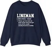 [X.Style] Football Lineman Definition Offensive Lineman for Men ds016 Sweater Navy M