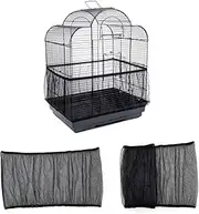 Bird Cage Cover - Washable and Reusable Mesh Pet Bird Cage Skirt Guard Cage Accessories, Adjustable Bird Cage Seed Catcher Nylon Parrot Cage Skirt, for Square Round Cage(L,Black)