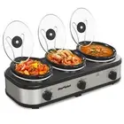 Triple Slow Cooker Buffet Server and Food Warmer Small Mini Pot with 3 Adjust...