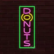NEW "DONUTS" w/BORDER VERTICAL 30x12x1 INCH LED FLEX WINDOW INDOOR SIGN 30985