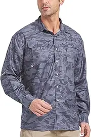 [mosingle] Mens Shirts Safari Shirt Long Sleeve Fishing Hiking Lightweight Quick Dry Shirts for UV Protection Walking Travel Outdoor