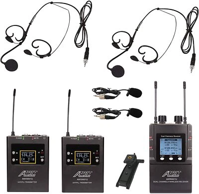 Audio2000'S AWM6601U Mobile Dual Headset Mic Lapel Guitar Line Wireless System-N