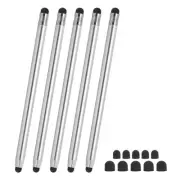 5 Pcs Stylus Pens for Touch Screens, 2 in 1 Universal Capacitive Stylus, Silver