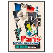 Galrie Southern Railway Vintage Travel Poster: Paris for the Weekend Inspired Art Design, Black Frame, A1 60x 84cm (23 x 33inch)