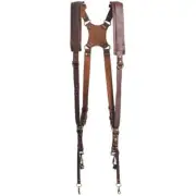 Koem Leather Two Camera Shoulder Bandit Harness Fast Strap Suspenders (Brown)