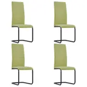 vidaXL 4x Cantilever Dining Chairs Green Fabric