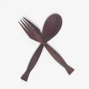 Carved Wood Reusable Wooden Spoon Fork Set Table Dining Cutlery Utensils 10 pcs