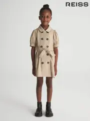 Reiss Camel Naomi Senior Puff Sleeve Belted Dress (U63578) | $140