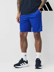 adidas Blue/Black Train Essentials Piqué 3-Stripes Training Shorts (258129) | $53