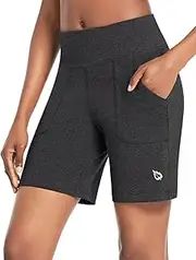 [baleaf] Bermuda Shorts for Women High Waisted Athletic Long Running Shorts with Pockets