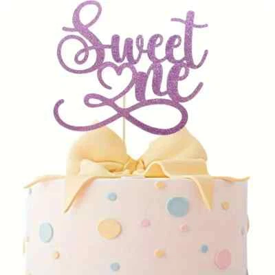 HAPPY 1ST BIRTHDAY SWEET ONE PURPLE GOLD GLITTER CAKE TOPPER PARTY SUPPLIES
