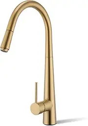 ACA International WELS Kitchen Tap Gold Kitchen Mixer Tap Swivel Sink Tap Pull Out Spray Kitchen Taps Faucet Laundry Bar Sink Tap Solid Brass (Brushed Yellow Gold)