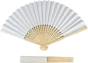 [STKARCV] 10pcs/Set Handmade Folding Paper Fan with Wooden Handle Portable Wedding Party Decorations Festival Birthday