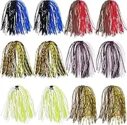 OROOTL Silicone Jig Skirts, 12/24 Bundles Bass Fishing Jig Skirts 50 Strands Spinnerbait Skirt Replacement Fly Tying Making Material for DIY Spinner Bait Buzzbaits Spoon Blade Squid Jig