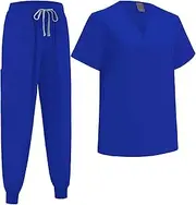 [ThreeH] Medical Scrub Set Women's Workear Stretch Mock Wrap Scrubs Shirt and Jogging Stretch Pants