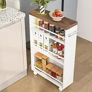 Tribesigns 4-Tier Slim Trolley Organizer, Rolling Narrow Kitchen Cart Organizer on Wheels for Small Place, Slide Out Slim Utility Cart Skinny Laundry Cart with Handle for Kitchen, Bathroom, Laundry