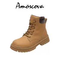 在飛比找蝦皮商城優惠-【Amoscova】女靴 英倫風馬汀靴 輕量化設計 粗跟短靴