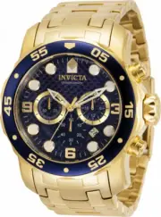 Invicta Pro Diver Scuba 35133 Gold Quartz Chrono/Date Blue Dial Men's Watch