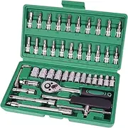 BLBMTCBCAG Car Repair Tool 46pcs 1/4-Inch Socket Set Car Repair Tool Ratchet Torque Wrench Combo Tools Kit Auto Repairing Tool Set Sheet Metal Tools