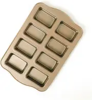 Gold Non-Stick Mini Loaf Pan Cake Bread Baking Tray Carbon Steel Bakeware 8 Cavi