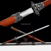 High Manganese Steel Chinese Jian 九龙剑 Straight Sword Real Weapon for Display.