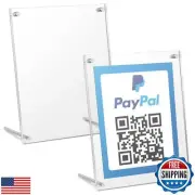 Kevenal QR Code Signs, 6 x 8 Inch Clear QR Code Menu with Metal Stand, Cash A