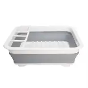 ANYGLEAM Food Storage Grayish White Folding Drain Bowl Tray Rack Plastic Tableware Bowl Chopsticks Storage Box Kitchen Utensils Dish Storage Rack