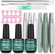 XIFEPFR Gel Nail Polish Remover Kit, 2 Pack Gel Polish Remover with Liquid Latex, Nail Buffer and File, Cuticle Tool, Magic Gel Remover, 2-5Mins Remove Gel Polish, No Soaking Wrapping, Gifts for Women