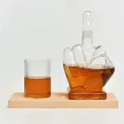 9" Middle Finger Whisky Decanter Wine Bottle Glass Container Beverage Dispenser