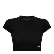 [Bodywear by Alexander Wang] Crystal Hotfix Short-Sleeve Cropped Tee