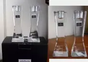 Waterford Crystal JOHN ROCHA GEO Candlesticks - NEW!