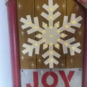 Joy Snowflake Christmas Wooden Light-up Wall Hanging 14.25”x19”x1.5” Lighted New