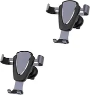 jojofuny 2pcs Car Mounted Phone Holder Metal Air Vent Bracket Gravity Phone Navigation (Grey)