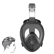 Snorkel Mask Full Face Anti Fog Anti Leak Safe Breathing Diving Goggles-Black