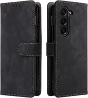 [COMAKU] Samsung Galaxy Z Fold6 Case, Flip Mobile Phone Case, RFID Blocking, Magnetic Closure, Shockproof Protective Case - Black