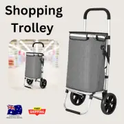 Emajin Shopping Trolley Cart Foldable Grocery Basket Store Wheel 45KG Grey