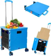 Foldable Utility Cart Folding Portable Rolling Crate Handcart Shopping Trolley