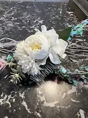Ivory - White Peony Flower Hair Comb! Gorgeous for Wedding, One of a Kind!