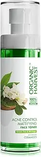 Organic Harvest Acne Control Mattifying Face Tone: Green Tea & Moringa, For Oily & Combination Skin, Fights Pimples & Acne, 100% American Certified Organic, Paraben & Sulphate Free – 100ml