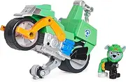 PAW Patrol, Moto Pups Rocky’s Deluxe Pull Back Motorcycle Vehicle with Wheelie Feature and Toy Figure