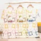 在飛比找遠傳friDay購物優惠-【Wonderland】夏日爽膚棉短袖居家服睡衣洋裝(4款)