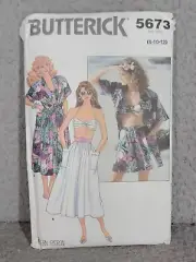 80’s Butterick Pattern 5673 Size 8-12 Misses Beach Shirt Bra Shorts Skirt UNCUT