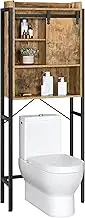 Yaheetech Over The Toilet Storage Cabinet with Sliding Door, Bathroom Oragnizer Shelf Over Toilet, Stable Freestanding Space Saving Toilet Stands with Adjustable Shelves for Bathroom, Rustic Brown