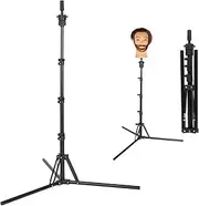 DaizySight Mannequin Head Tripod, Foldable Wig Stand Holder for Trim Wig, Practice Braiding, Styling, Blow-drying, Adjustable Height, Cosmetology Hairdressing Training