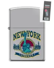 Zippo 5693 statue of liberty new york city chrome Lighter + FLINT PACK