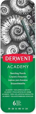 Derwent Academy Sketching Pencils, Set of 6 in Tin Box, Ideal for Sketching, ...
