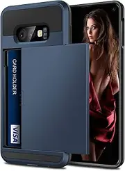 Vofolen Cover for Galaxy S10e Case Wallet Card Holder ID Slot Sliding Door Hidden Pocket Anti-Scratch Dual Layer Protective Hard Shell Rugged TPU Bumper Armor Case for Samsung Galaxy S10 E (Navy)