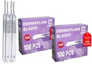 Pack of 4 Scalpel Handles #3 + 200PCs Stainless Steel 10r Blades Dermaplaning...