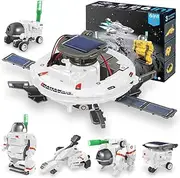 Playsheek STEM Projects for Kids Ages 8-12 Solar Robot Kit 6-in-1 Space Toys for 10-Year-Old Boy Girl Gift Building Toys Science Kits Christmas Birthday Gifts for 8 9 10 11 12 Year Old, White
